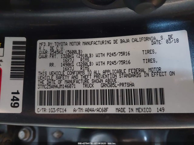 3TMCZ5AN4JM146071 Toyota 2gr-fks