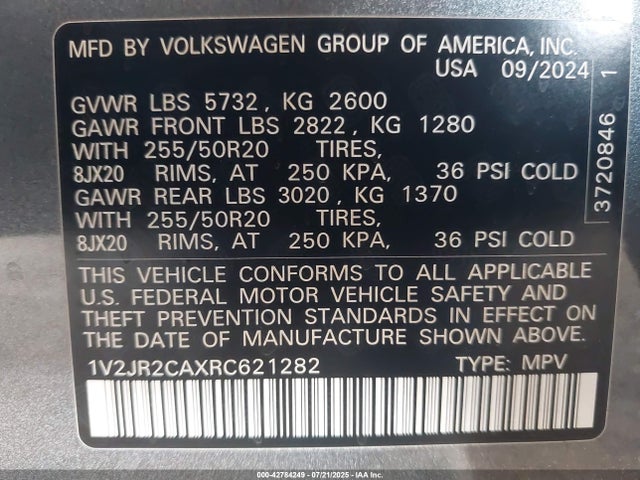 1V2JR2CAXRC621282 Volkswagen tsi