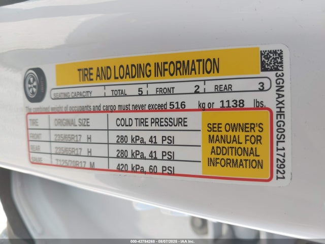 3GNAXHEG0SL172921 Chevrolet lsd
