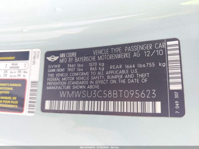 2011 MINI COOPER WMWSU3C58BT095623 Photo 8