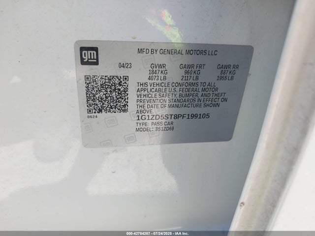 1G1ZD5ST8PF199105 Chevrolet lfv