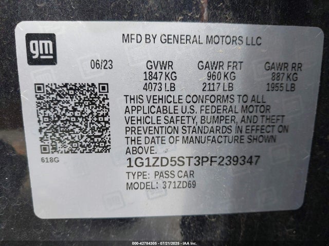 1G1ZD5ST3PF239347 Chevrolet lfv