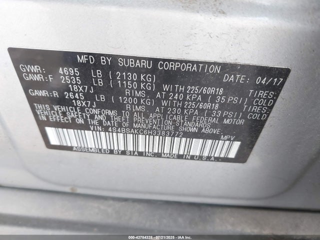 4S4BSAKC6H3383772 Subaru u5