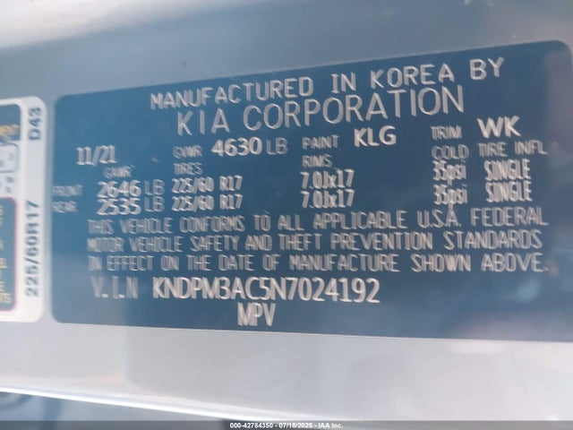 KIA gdi theta-ii 2022 KNDPM3AC5N7024192 Image 9