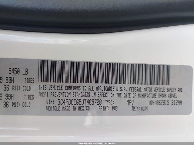 3C4PDCEG5JT469728 Dodge Journey