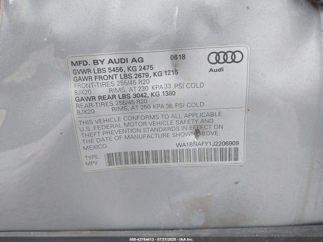 WA1BNAFY1J2206909 Audi Q5