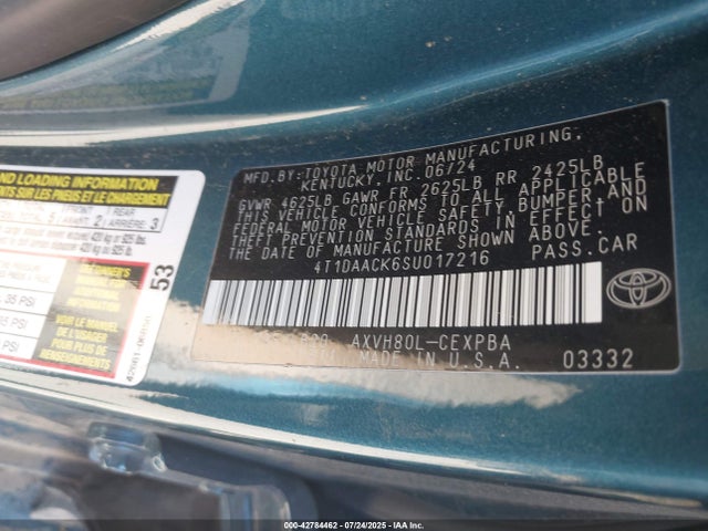 4T1DAACK6SU017216 Toyota a25a-fxs