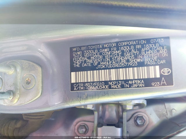 JTDKTUD3XED577923 Toyota 1nz-fe