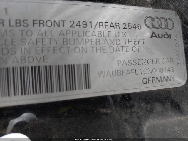 2012 AUDI A4 WAUBFAFL1CN008143 Photo 8