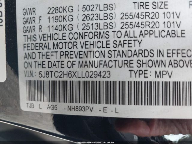 2020 ACURA RDX 5J8TC2H6XLL029423 Photo 8