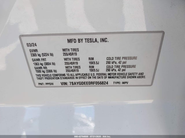 2024 TESLA MODEL Y 7SAYGDEE0RF056824 Photo 8