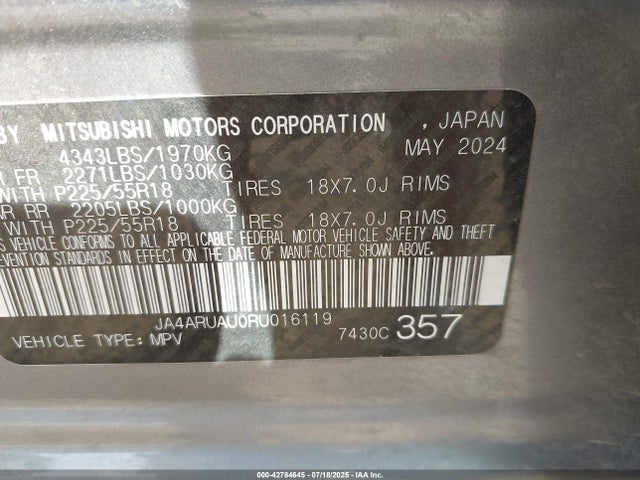 JA4ARUAU0RU016119 Mitsubishi mivec