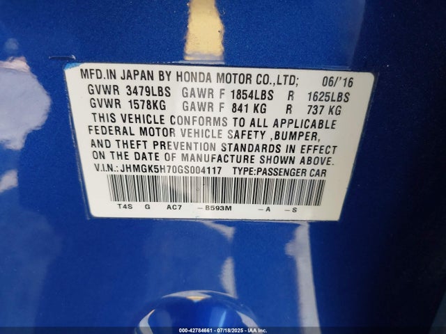 JHMGK5H70GS004117 Honda l15b1