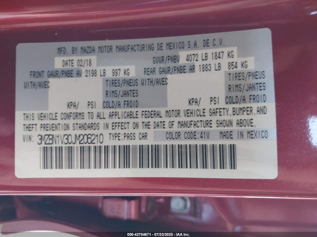 3MZBN1V30JM206210 Mazda py