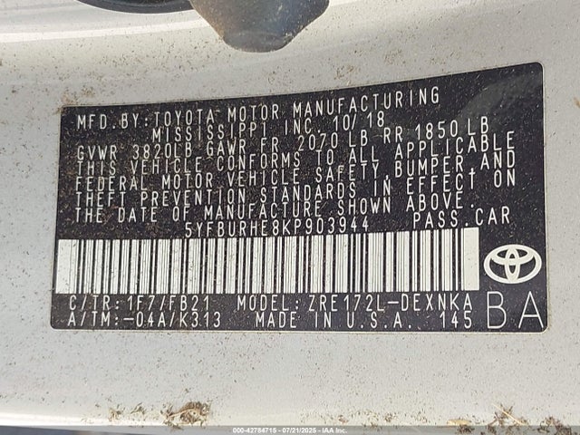 Toyota 2zr-fe 2019 5YFBURHE8KP903944 Image 9