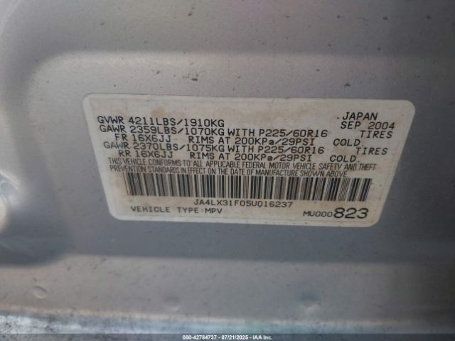 2005 MITSUBISHI OUTLANDER JA4LX31F05U016237 Photo 8