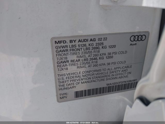 2022 AUDI Q3 WA1EECF37N1090981 Photo 8