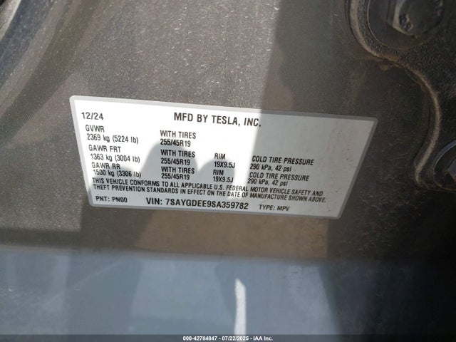 2025 TESLA MODEL Y 7SAYGDEE9SA359782 Photo 8