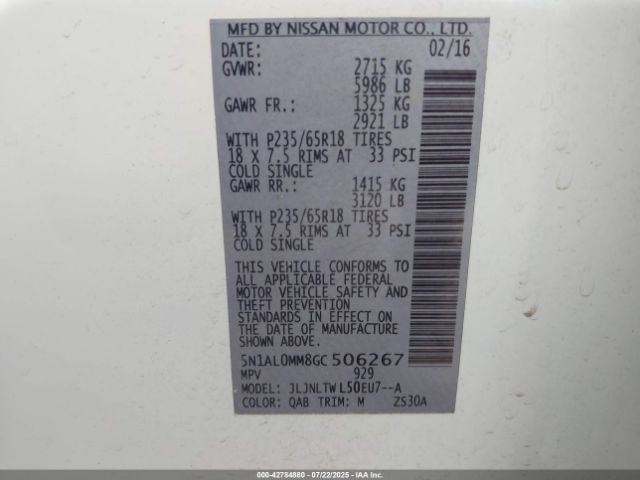 2016 INFINITI QX60 5N1AL0MM8GC506267 Photo 8