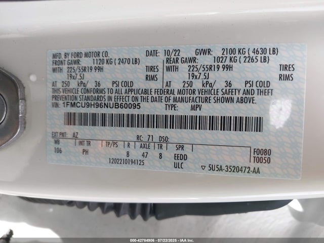 Ford gtdi 240ps 2022 1FMCU9H96NUB60095 Image 9