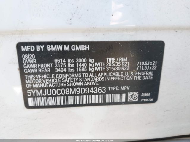 2021 BMW X5 M 5YMJU0C08M9D94363 Photo 8