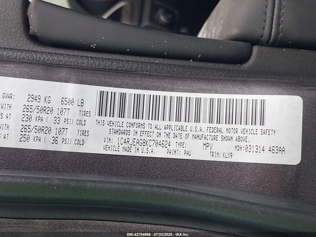 1C4RJEAG8KC704624 Jeep Grand Cherokee