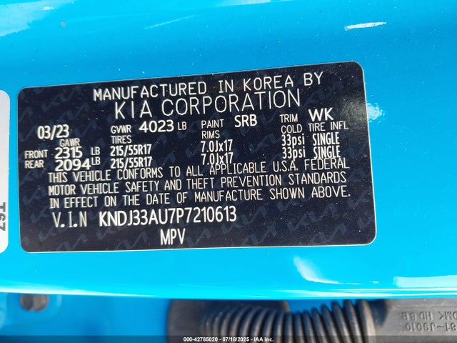KNDJ33AU7P7210613 KIA mpi nu