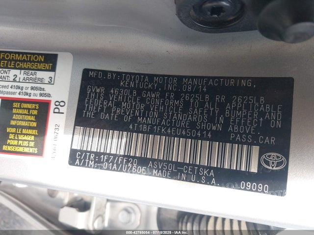 4T1BF1FK4EU450414 Toyota 2ar-fe