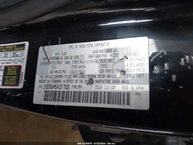 Aukcja sprzedaży 2010 Mazda Cx-7 I Sv, vin: JM3ER2WM5A0317668, numer aukcji: 42785079