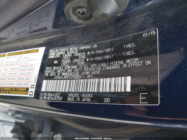 JTEBU5JR6F5235002 Toyota 1gr-fe