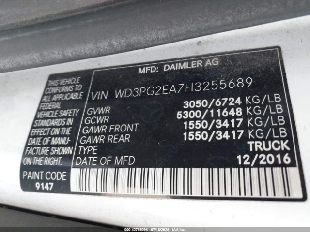 2017 MERCEDES-BENZ METRIS WD3PG2EA7H3255689 Photo 8