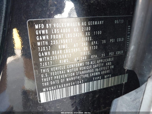WVGRV7AX8HK041047 Volkswagen 2.0 tsi