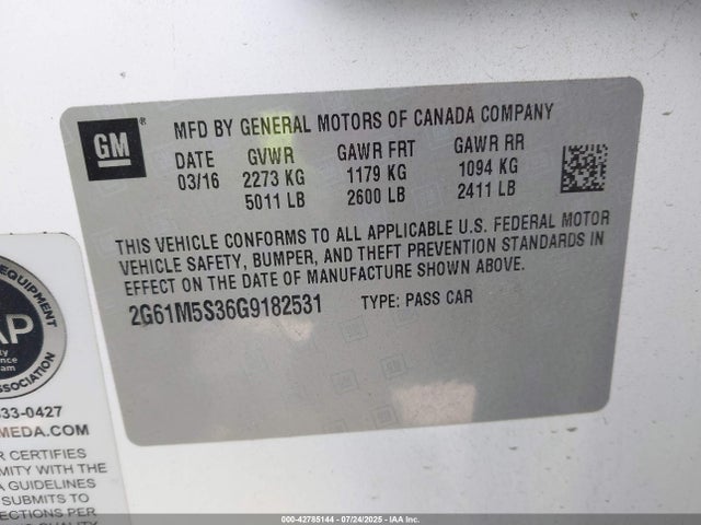 2016 CADILLAC XTS 2G61M5S36G9182531 Photo 8