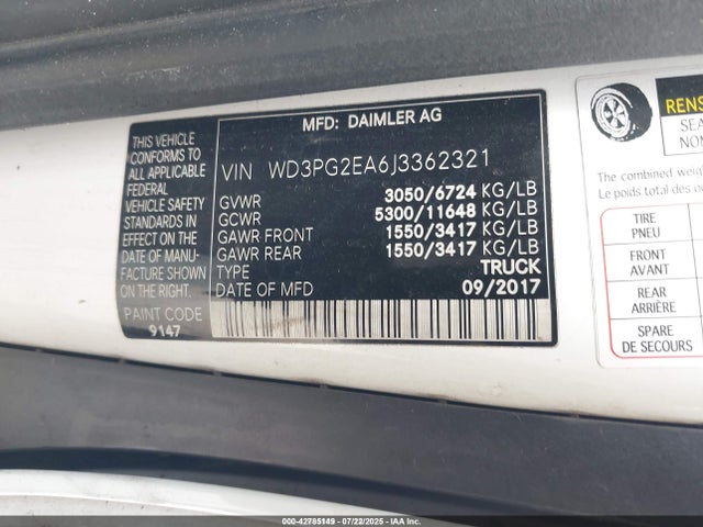 WD3PG2EA6J3362321 Mercedes-Benz Metris