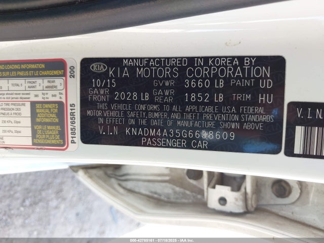KNADM4A35G6638609 KIA gamma
