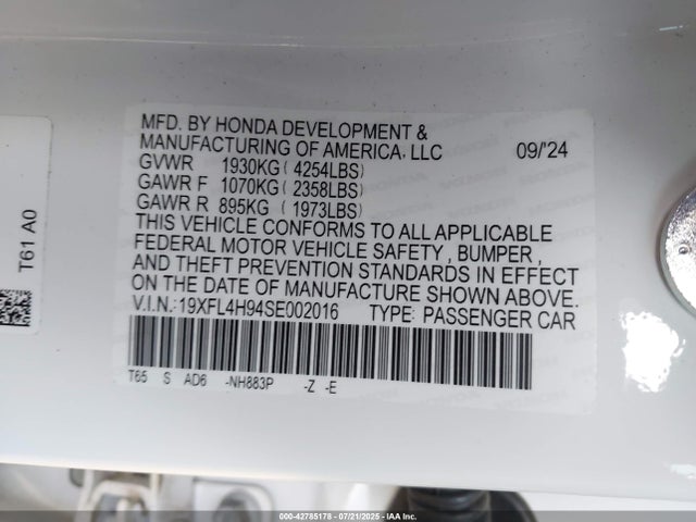 Honda lfc3 2025 19XFL4H94SE002016 Image 9