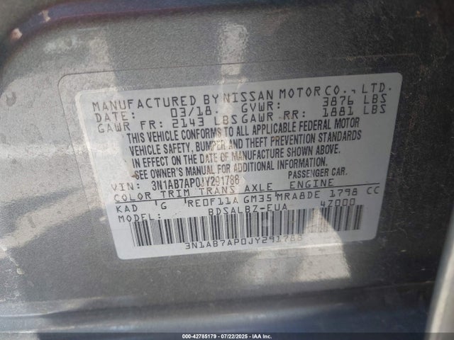 3N1AB7AP0JY291788 Nissan 2018