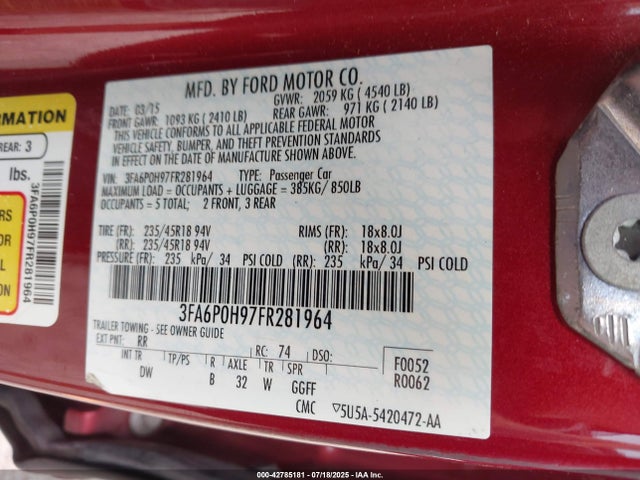 Ford 2015 2015 3FA6P0H97FR281964 Image 9