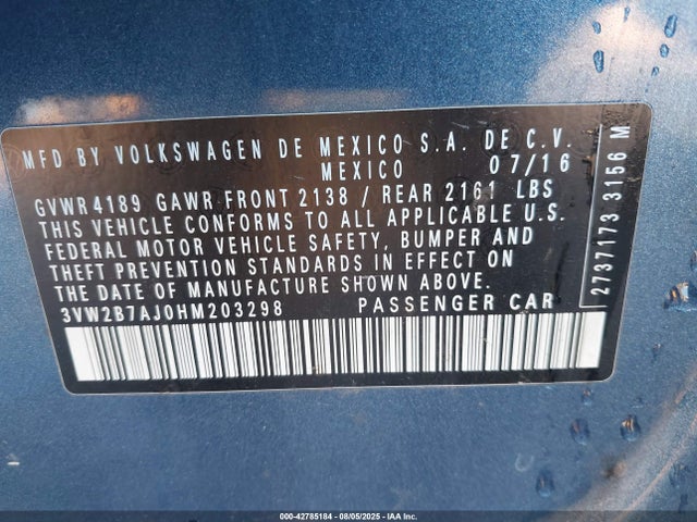 3VW2B7AJ0HM203298 Volkswagen 1.4 tsi