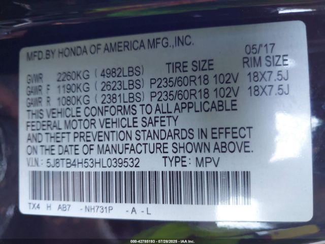 2017 ACURA RDX 5J8TB4H53HL039532 Photo 8