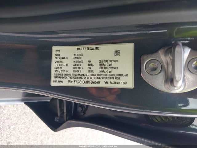 2021 TESLA MODEL 3 5YJ3E1EA1MF867579 Photo 8