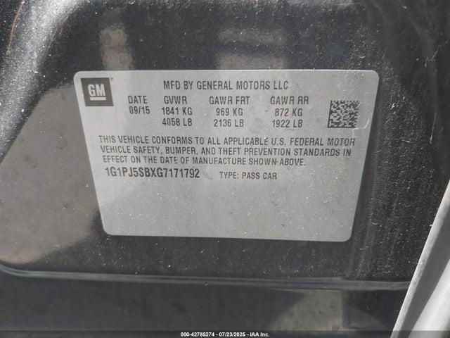 1G1PJ5SBXG7171792 Chevrolet luv - vvt, alum, e85 max
