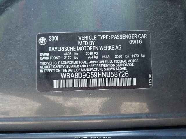 WBA8D9G59HNU58726 BMW 2017
