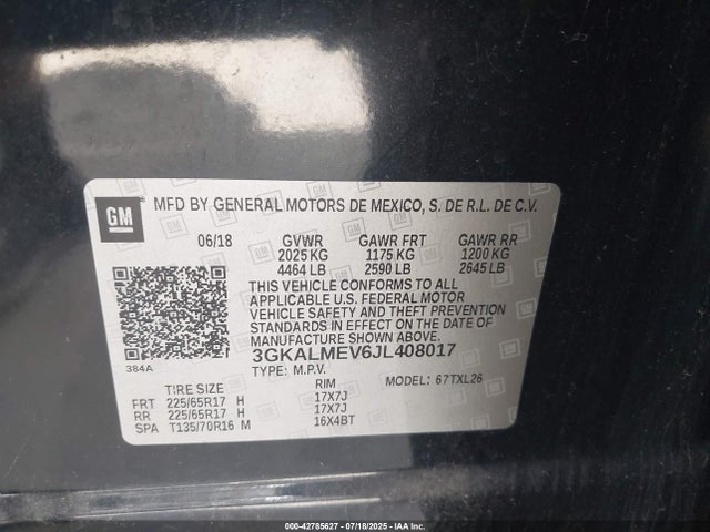 3GKALMEV6JL408017 GMC lyx - direct injection, vvt, fgt, turbo, alum, gen 1