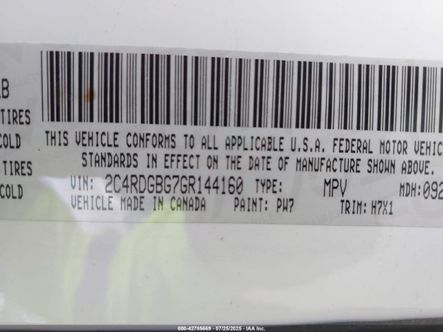 Dodge Grand Caravan 2016 2C4RDGBG7GR144160 Image 9