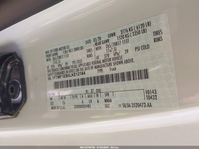 Ford 3.3l tivct 2020 1FTMF1EB0LKE12184 Image 9