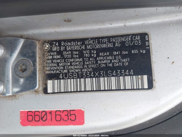 2003 BMW Z4 4USBT334X3LS43344 Photo 8