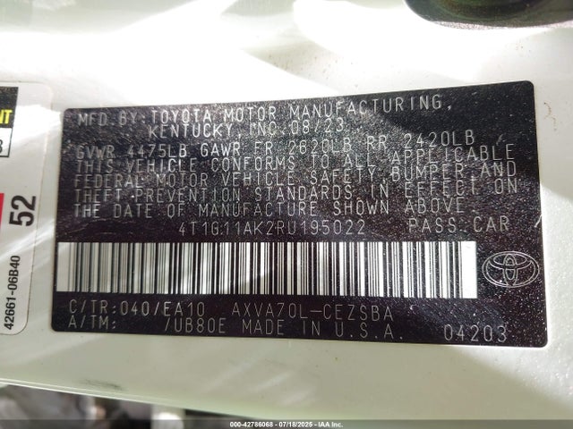 Toyota a25a-fks 2024 4T1G11AK2RU195022 Image 9