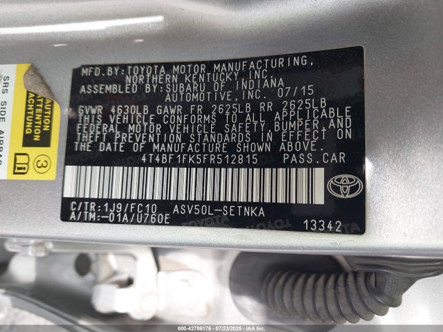 4T4BF1FK5FR512815 Toyota 2ar-fe