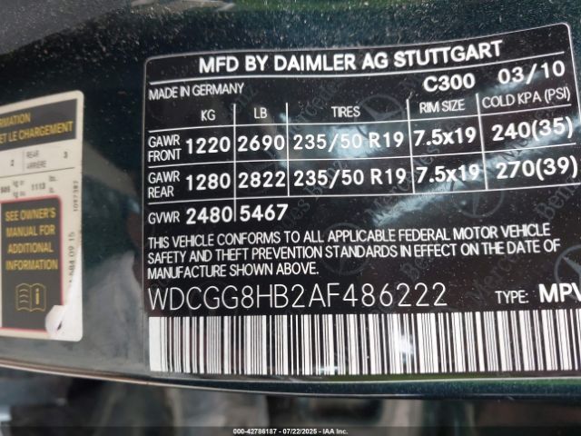 2010 MERCEDES-BENZ GLK 350 WDCGG8HB2AF486222 Photo 8